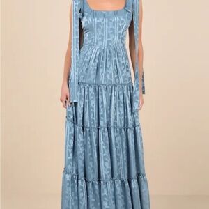 Lulu's Blue Patterned Maxi Dress